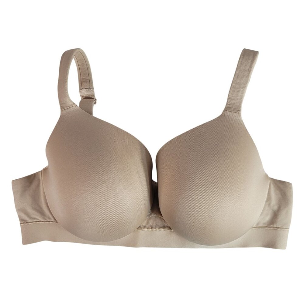 Cacique Lightly Lined Full Coverage Bra Tan 40C Seamless Cushioned Adj Underwire